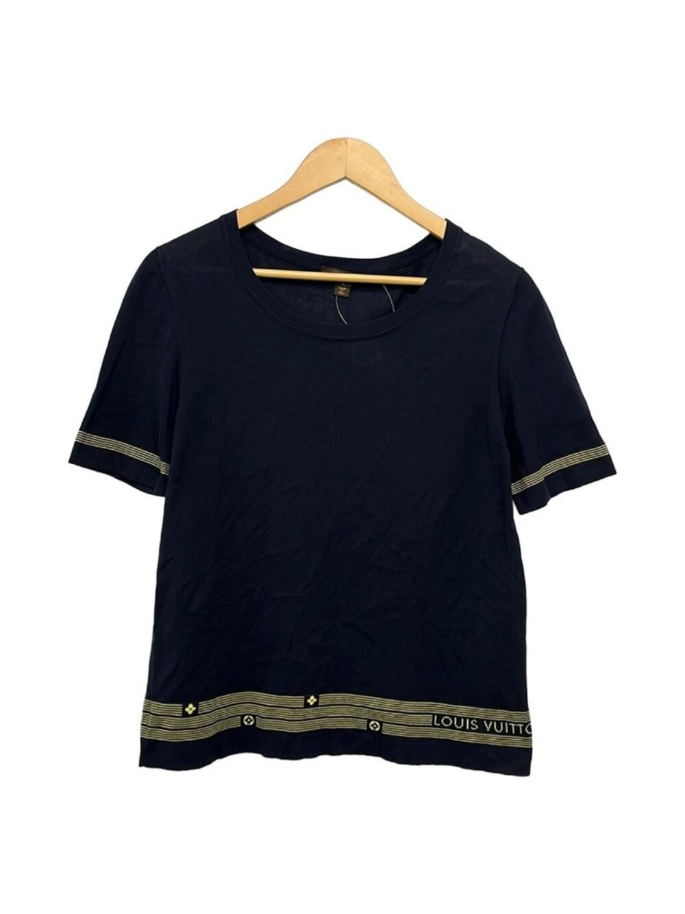 Louis Vuitton Short Sleeve Sweater Wmk Dark Navy Yellow L